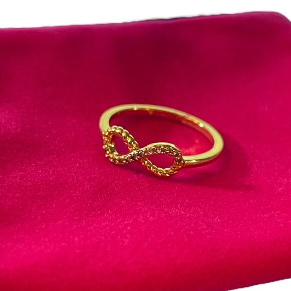 Infinity Diamond CZ Petite Gold Ring Size 6 - Picture 3 of 5